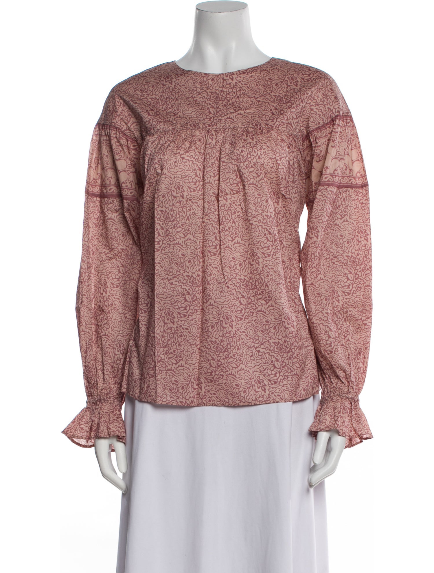 Anna Sui Printed Bateau Neckline Blouse