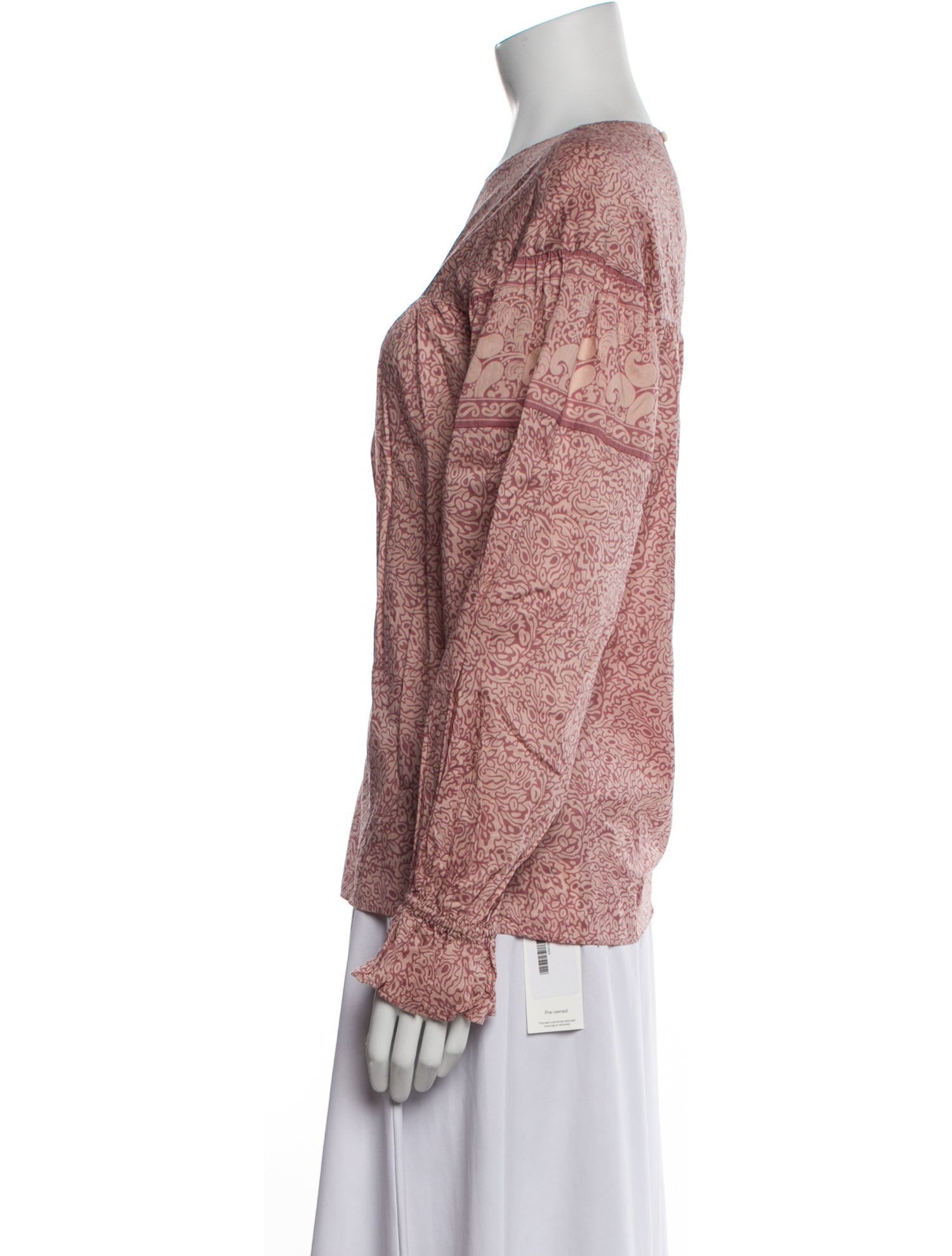 Anna Sui Printed Bateau Neckline Blouse