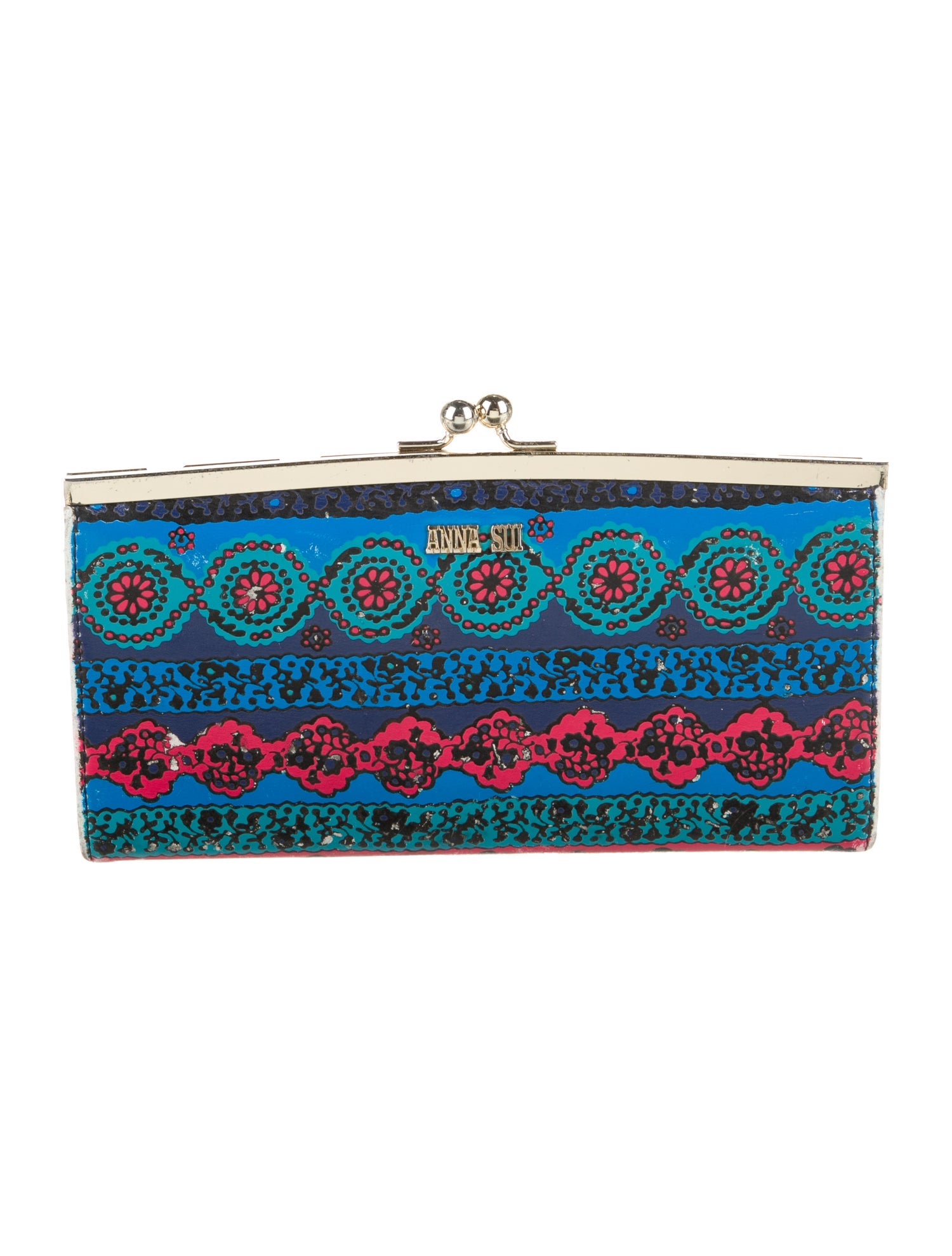 Anna Sui Leather Printed French Purse