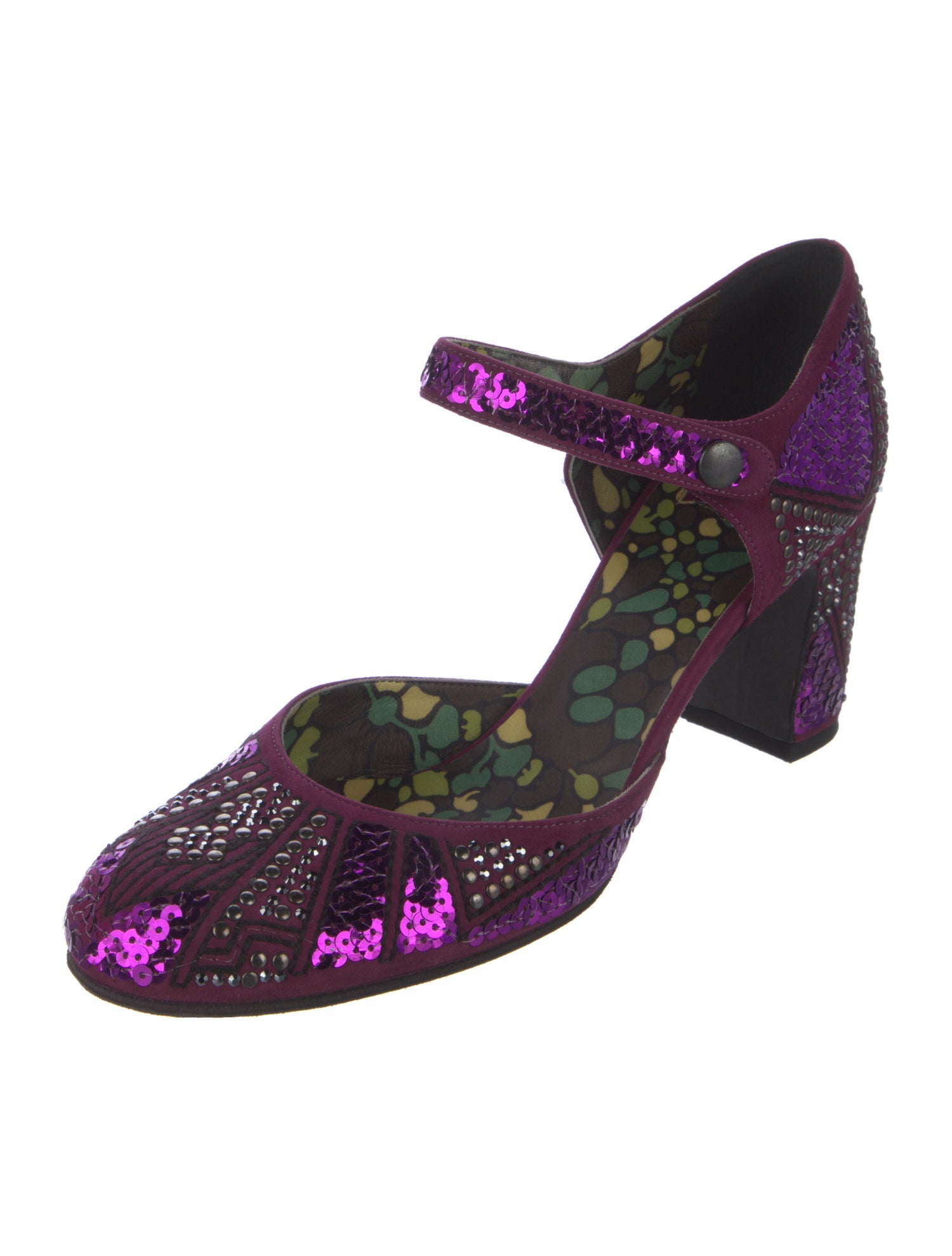 Anna Sui Suede Studded Accents D'Orsay Pumps