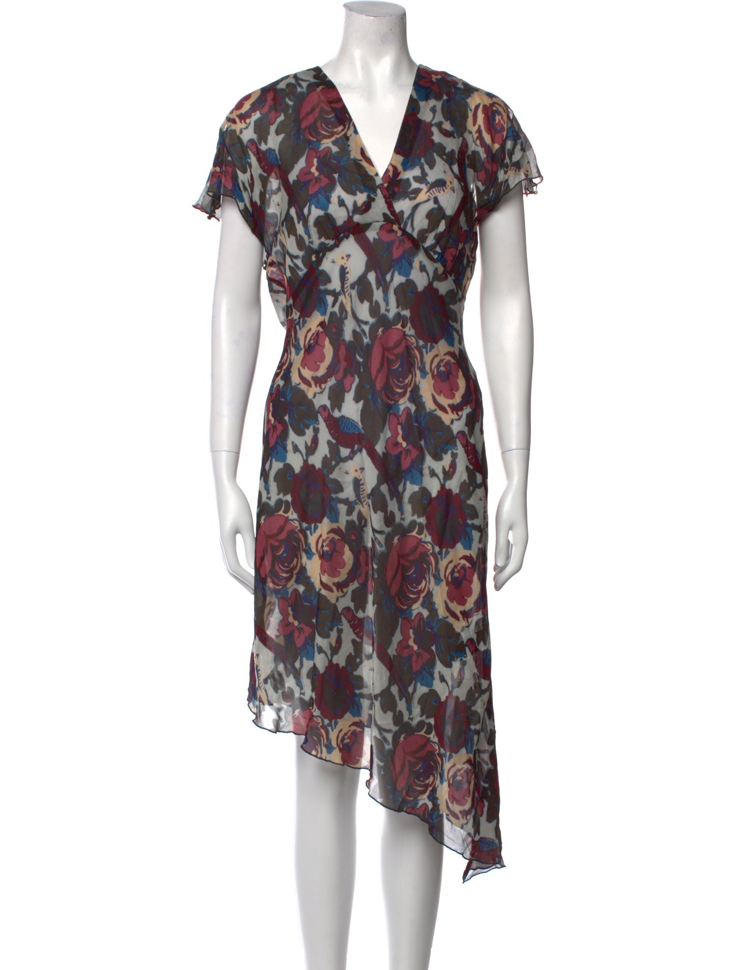 Anna Sui Floral Print Midi Length Dress
