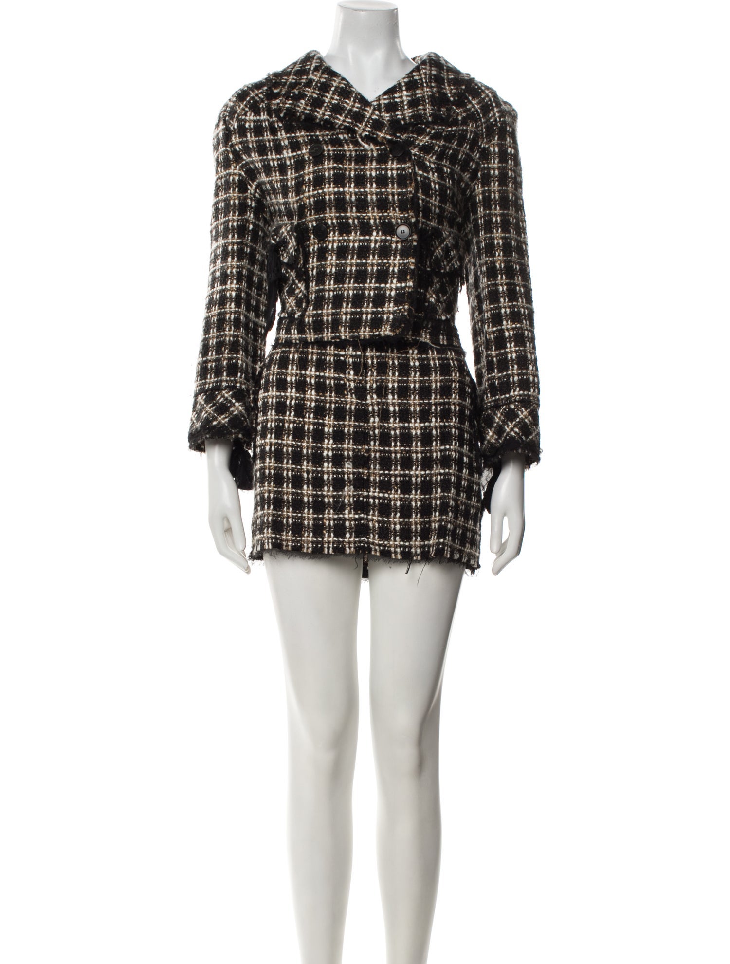 Anna Sui Tweed Tweed Pattern Skirt Suit