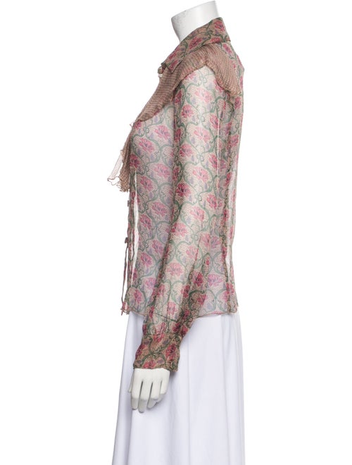 Anna Sui for Anthropologie Silk Floral Print Button-Up Top