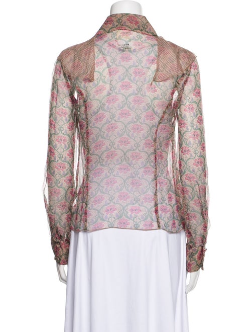 Anna Sui for Anthropologie Silk Floral Print Button-Up Top