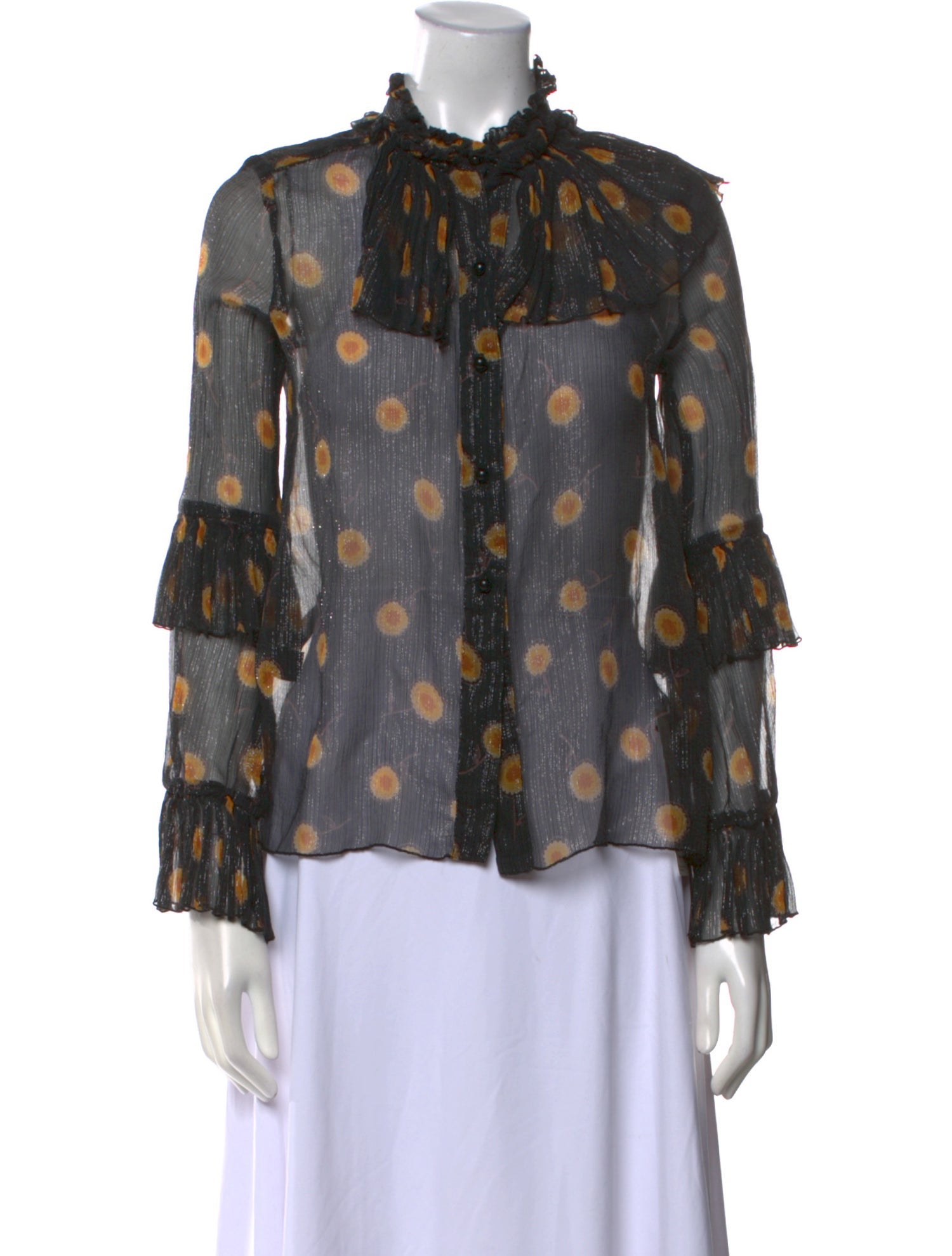Anna Sui Silk Floral Print Blouse