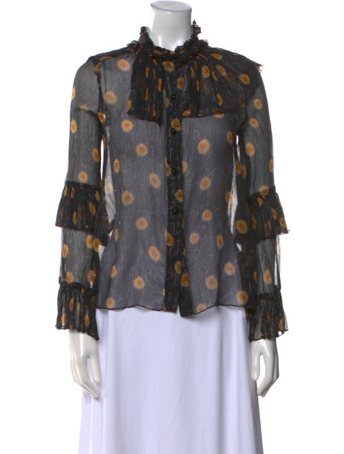 Anna Sui Silk Floral Print Blouse