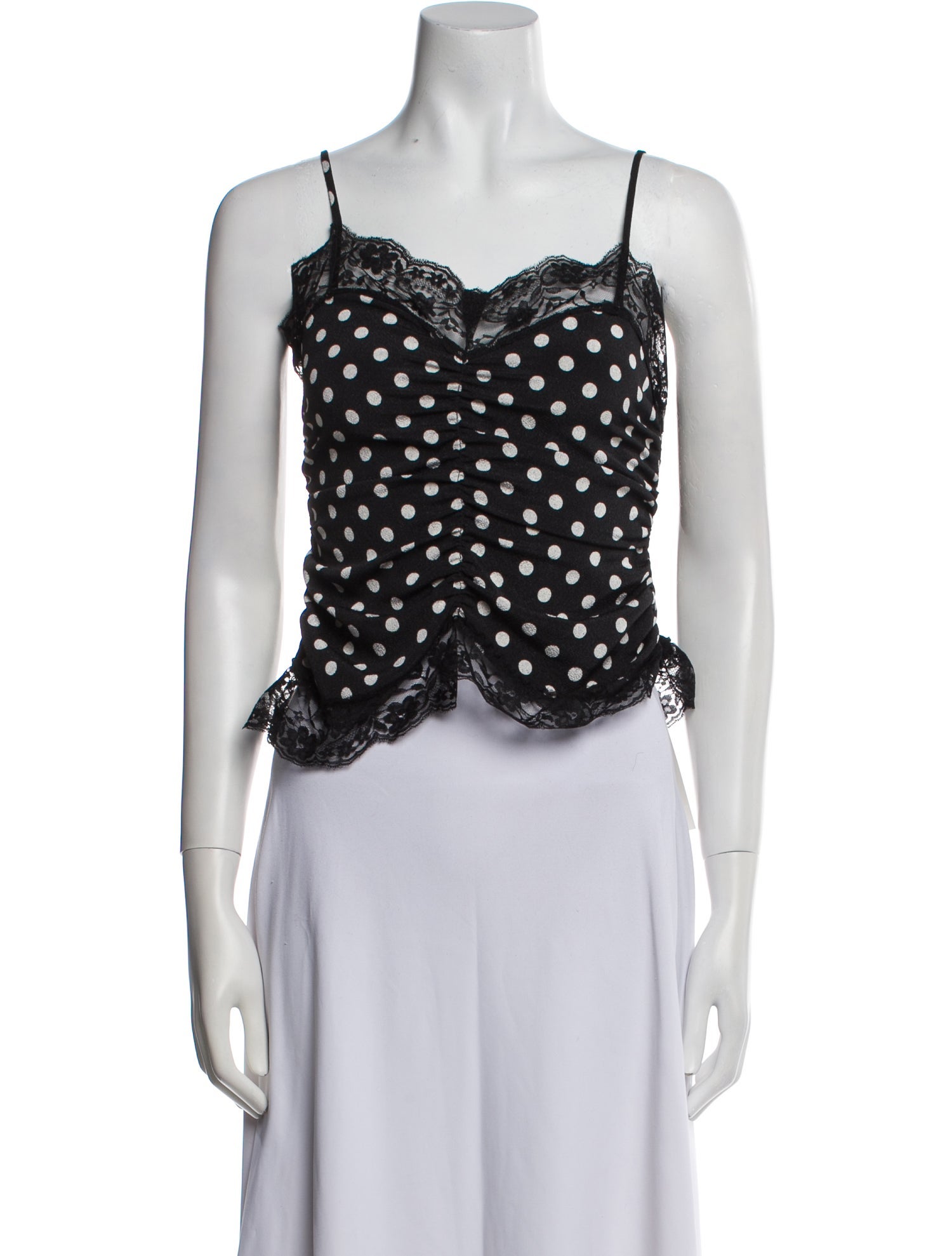 Anna Sui Polka Dot Print Square Neckline Crop Top