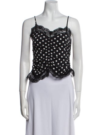 Anna Sui Polka Dot Print Square Neckline Crop Top