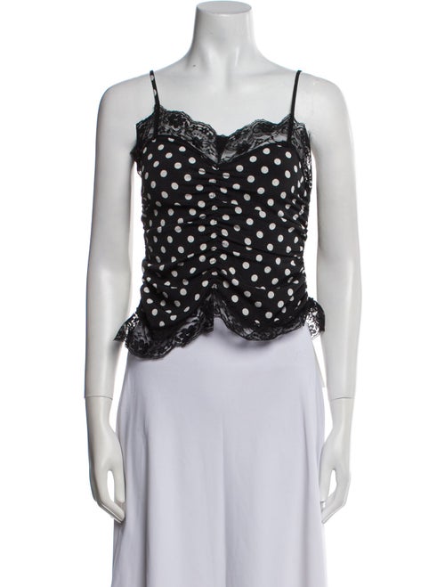 Anna Sui Polka Dot Print Square Neckline Crop Top