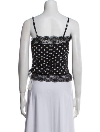 Anna Sui Polka Dot Print Square Neckline Crop Top