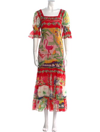 Anna Sui Floral Print Long Dress