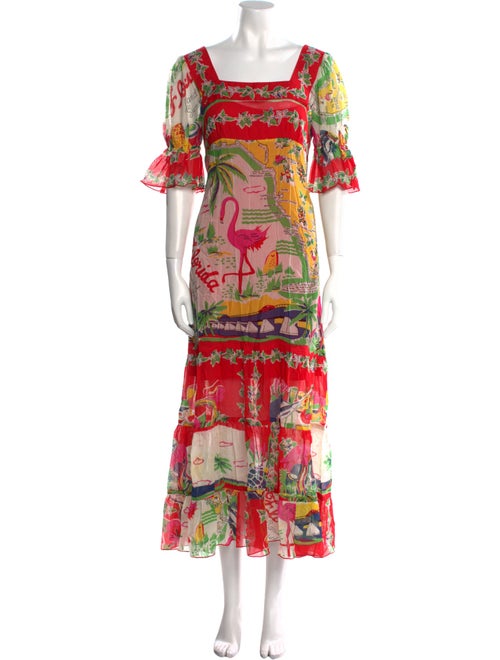 Anna Sui Floral Print Long Dress
