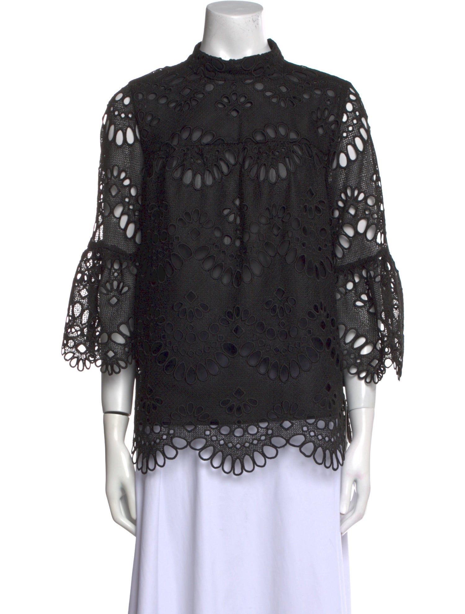 Anna Sui Lace Pattern Mock Neck Blouse w/ Tags