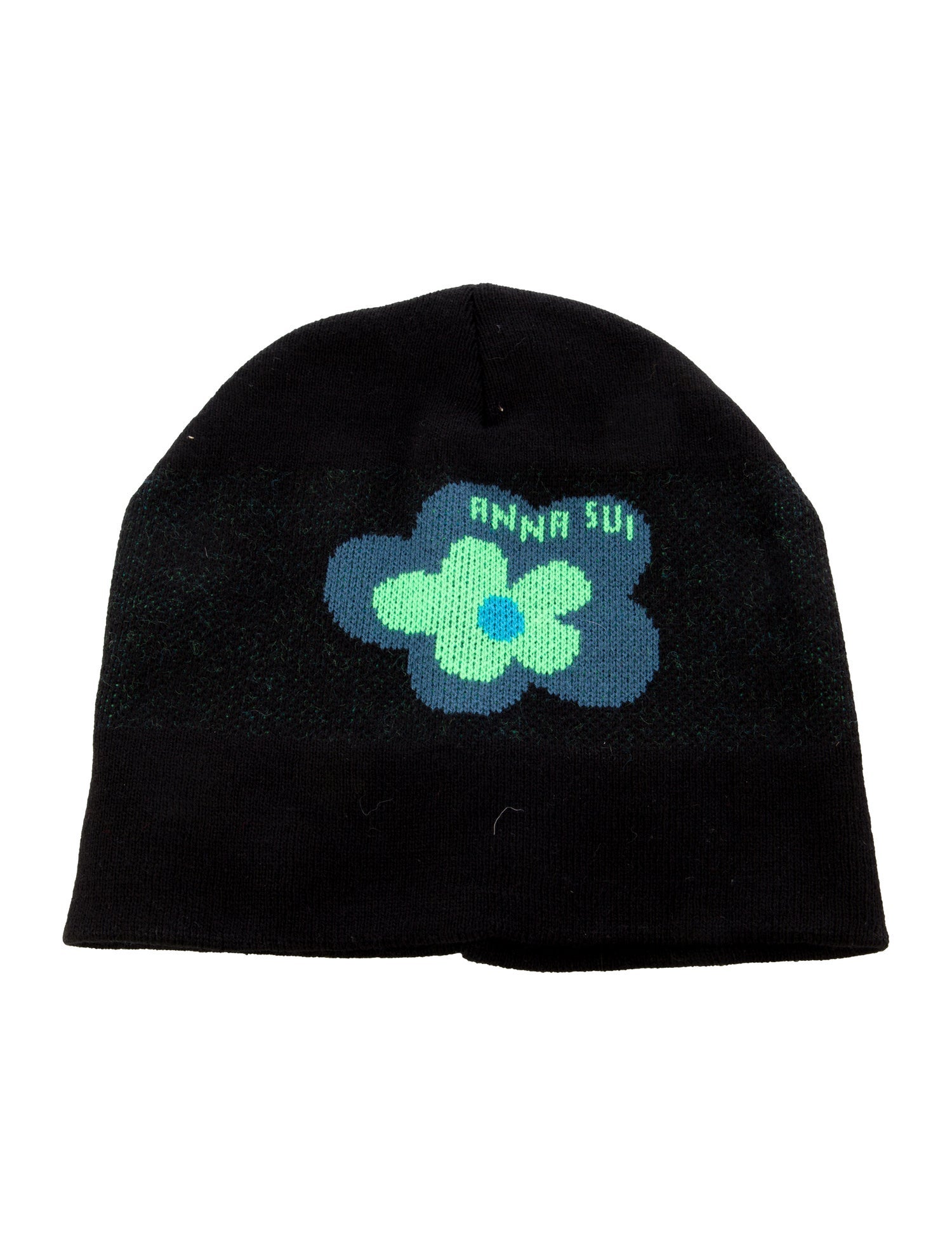 Anna Sui Wool Blend Knitted Graphic Beanie