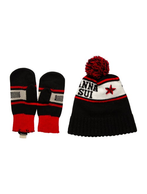 Anna Sui Pattern Print Acrylic Knit Beanie