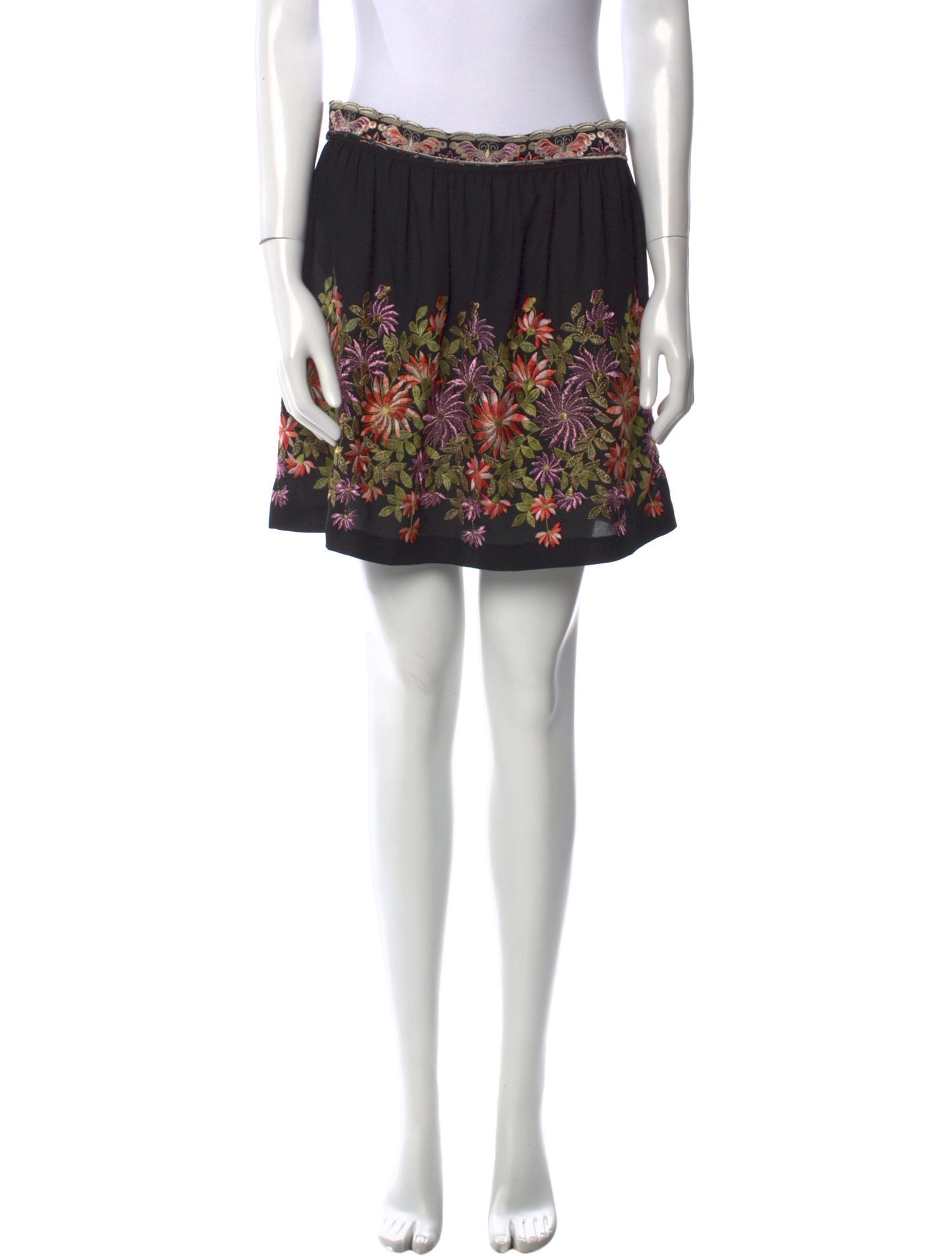 Anna Sui Floral Print Mini Skirt
