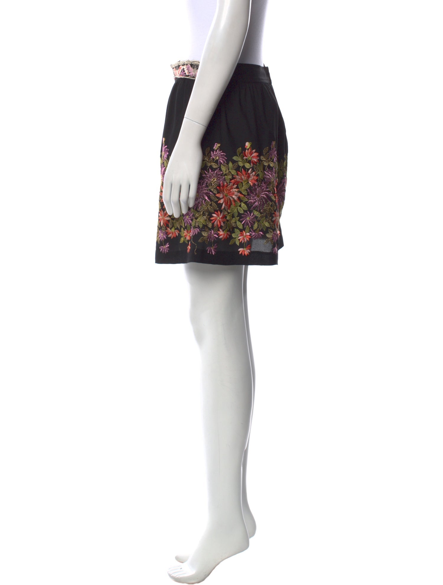 Anna Sui Floral Print Mini Skirt