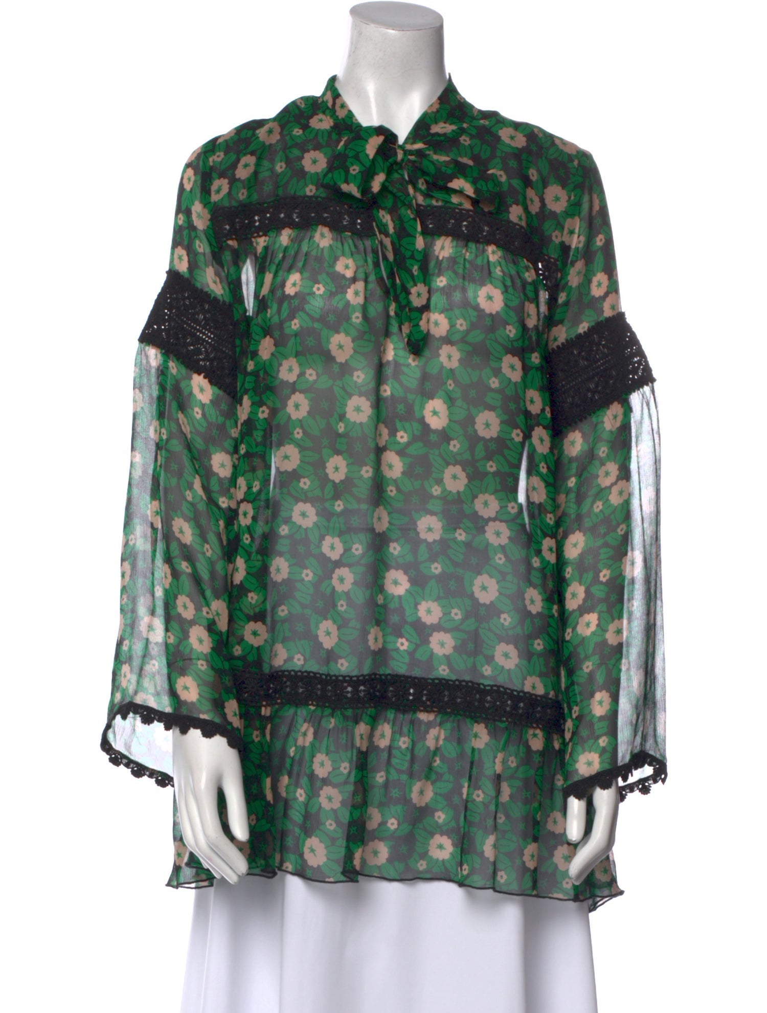 Anna Sui Silk Floral Print Blouse