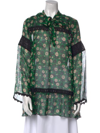 Anna Sui Silk Floral Print Blouse