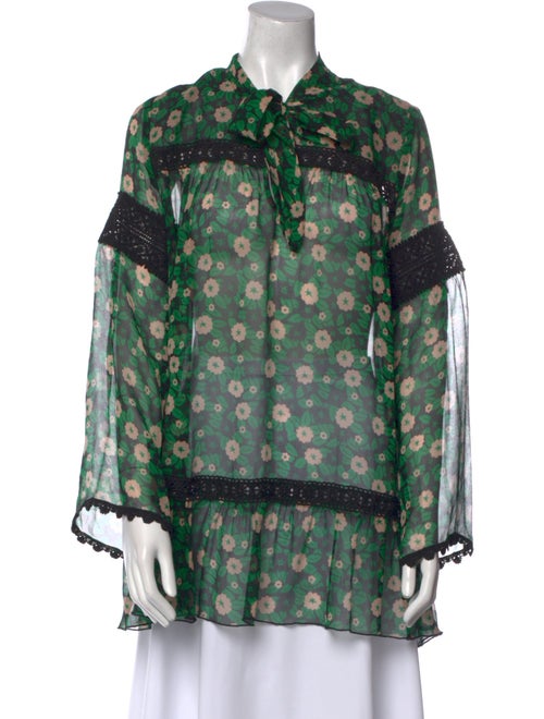 Anna Sui Silk Floral Print Blouse