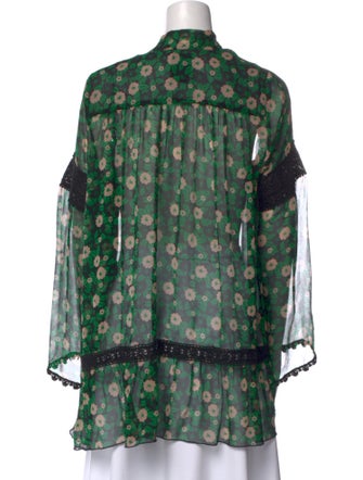 Anna Sui Silk Floral Print Blouse
