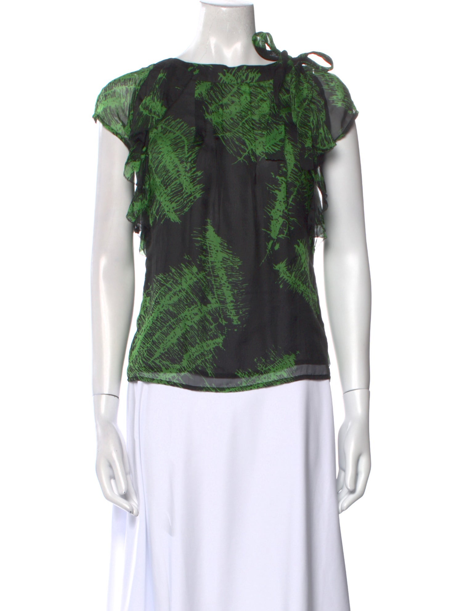 Anna Sui Printed Bateau Neckline Blouse