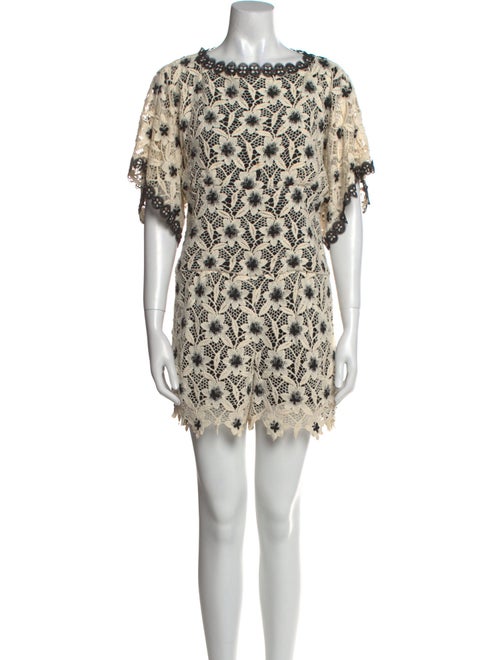 Anna Sui Lace Pattern Crew Neck Romper