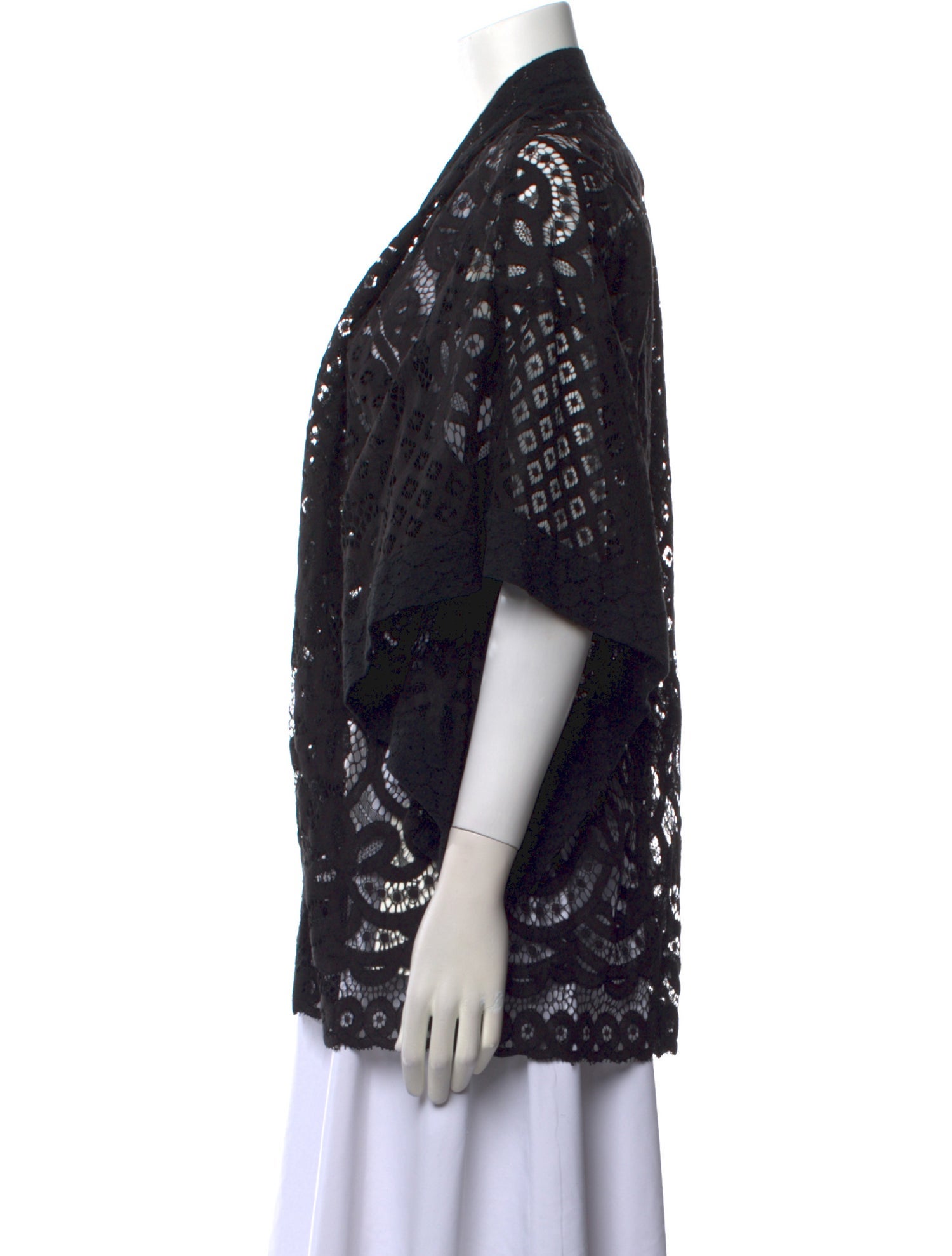 Anna Sui Lace Pattern Open Front Sweater