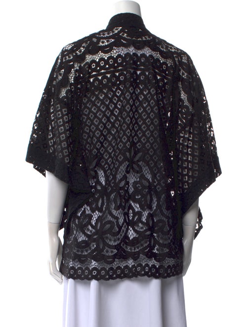 Anna Sui Lace Pattern Open Front Sweater