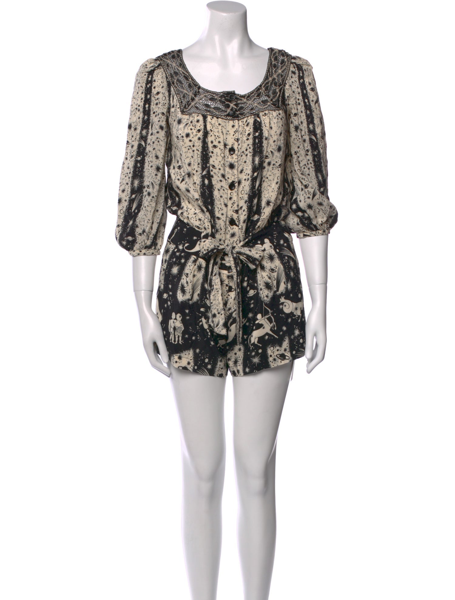 Anna Sui Silk Printed Romper