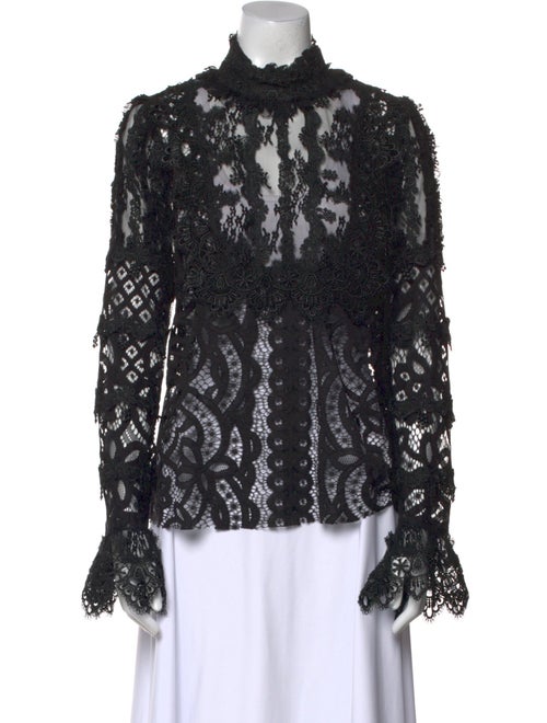 Anna Sui Lace Pattern Mock Neck Blouse