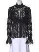 Anna Sui Lace Pattern Mock Neck Blouse