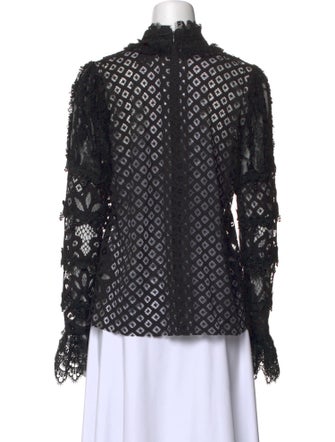 Anna Sui Lace Pattern Mock Neck Blouse