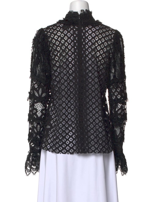 Anna Sui Lace Pattern Mock Neck Blouse