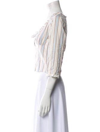 Anna Sui Striped Square Neckline Crop Top