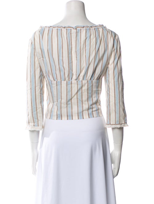 Anna Sui Striped Square Neckline Crop Top