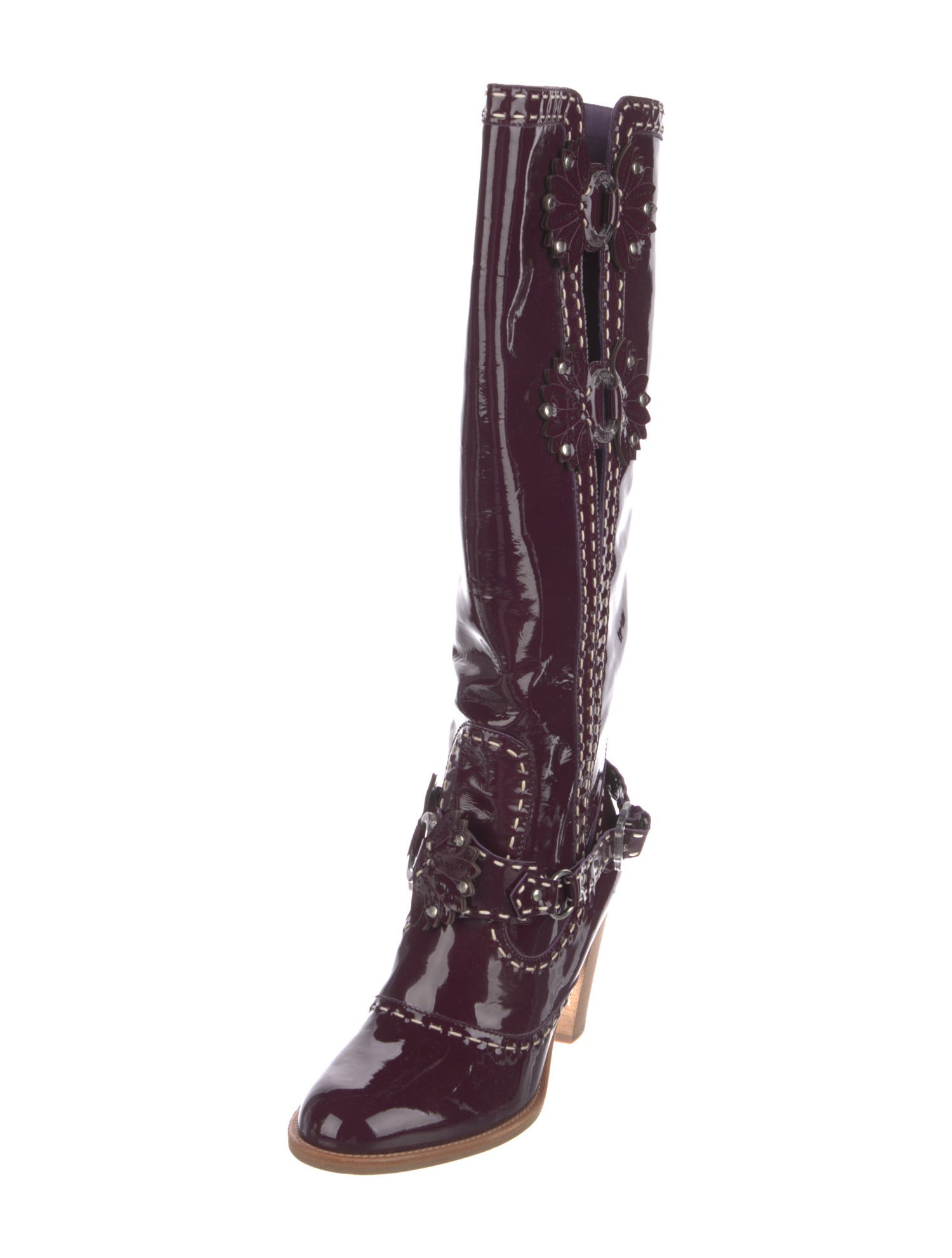 Anna Sui Patent Leather Lace-Up Boots