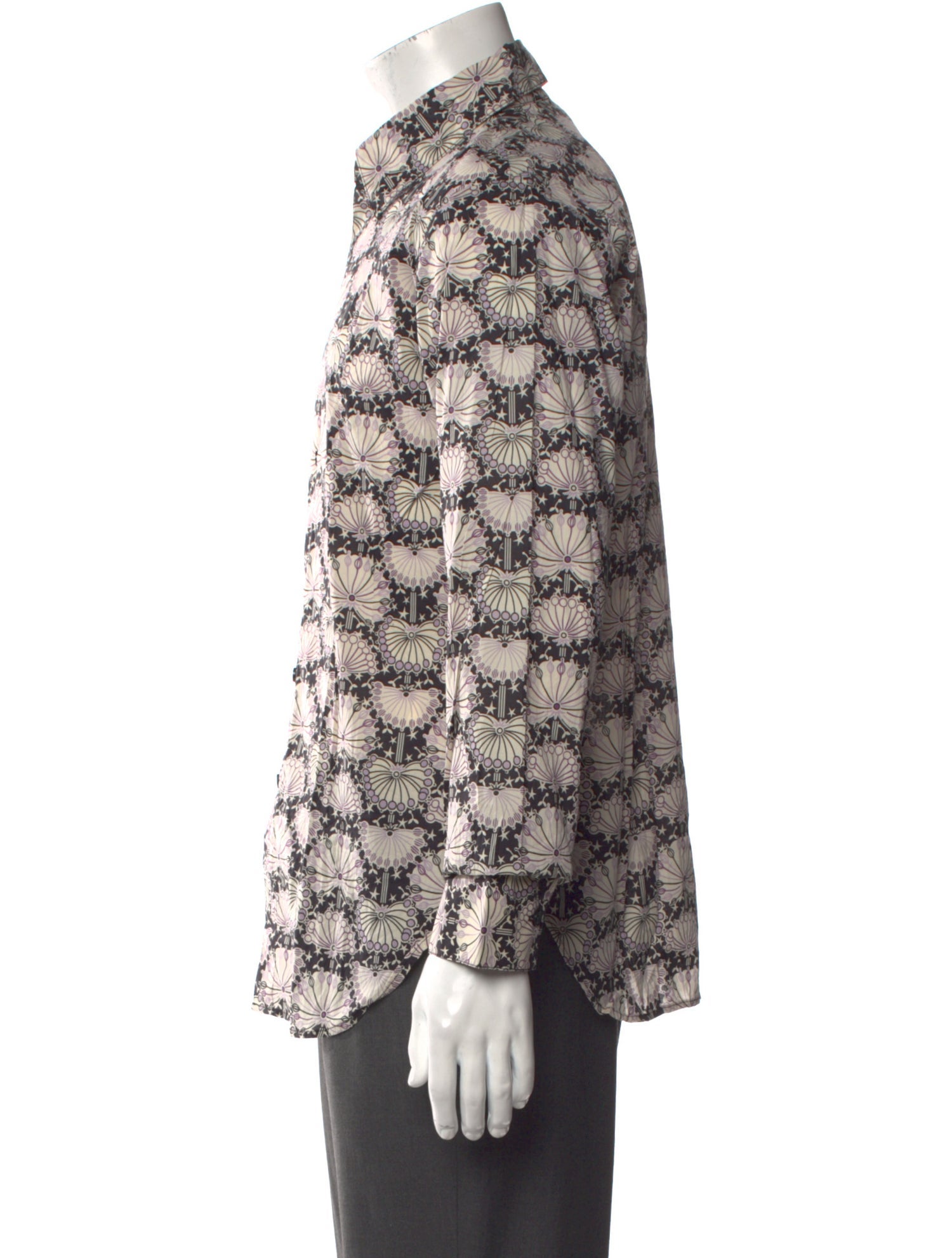 Anna Sui Printed Long Sleeve Dress Shirt