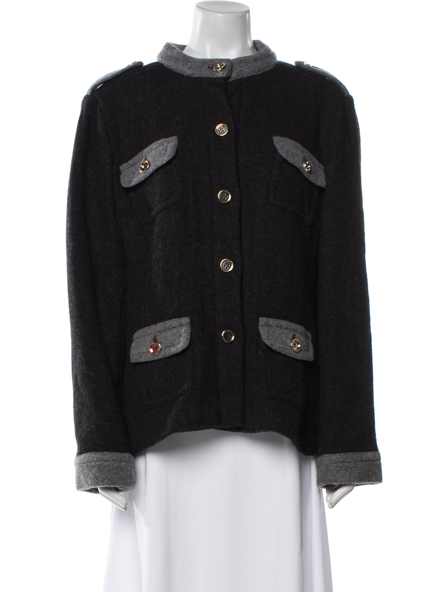 Anna Sui Wool Colorblock Pattern Evening Jacket