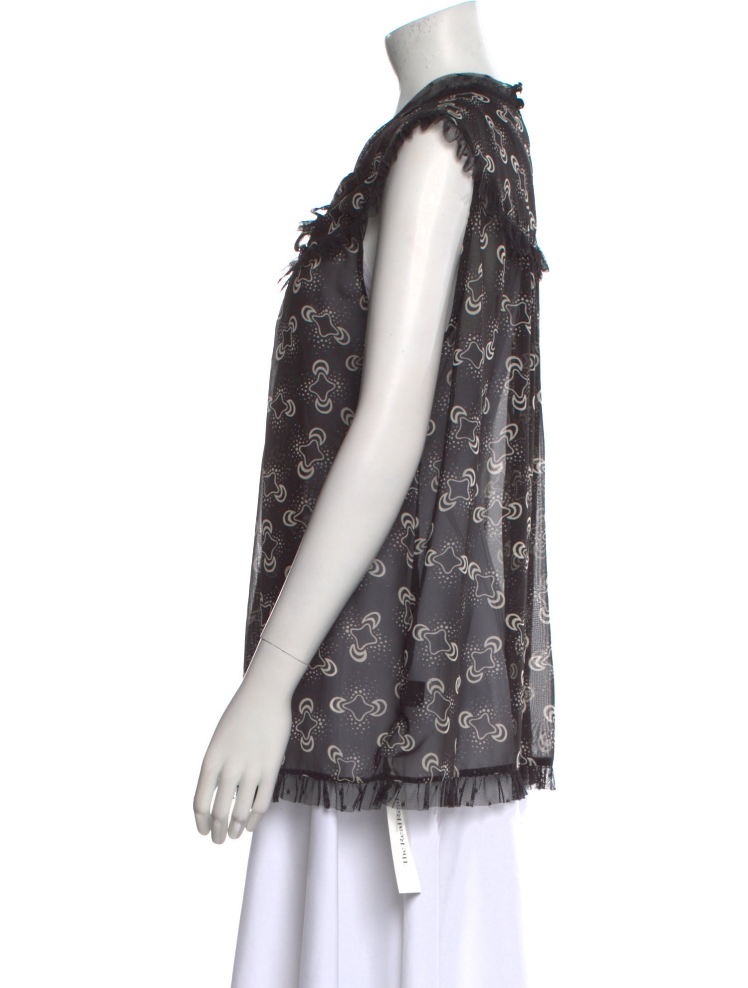 Anna Sui Printed Mock Neck Blouse