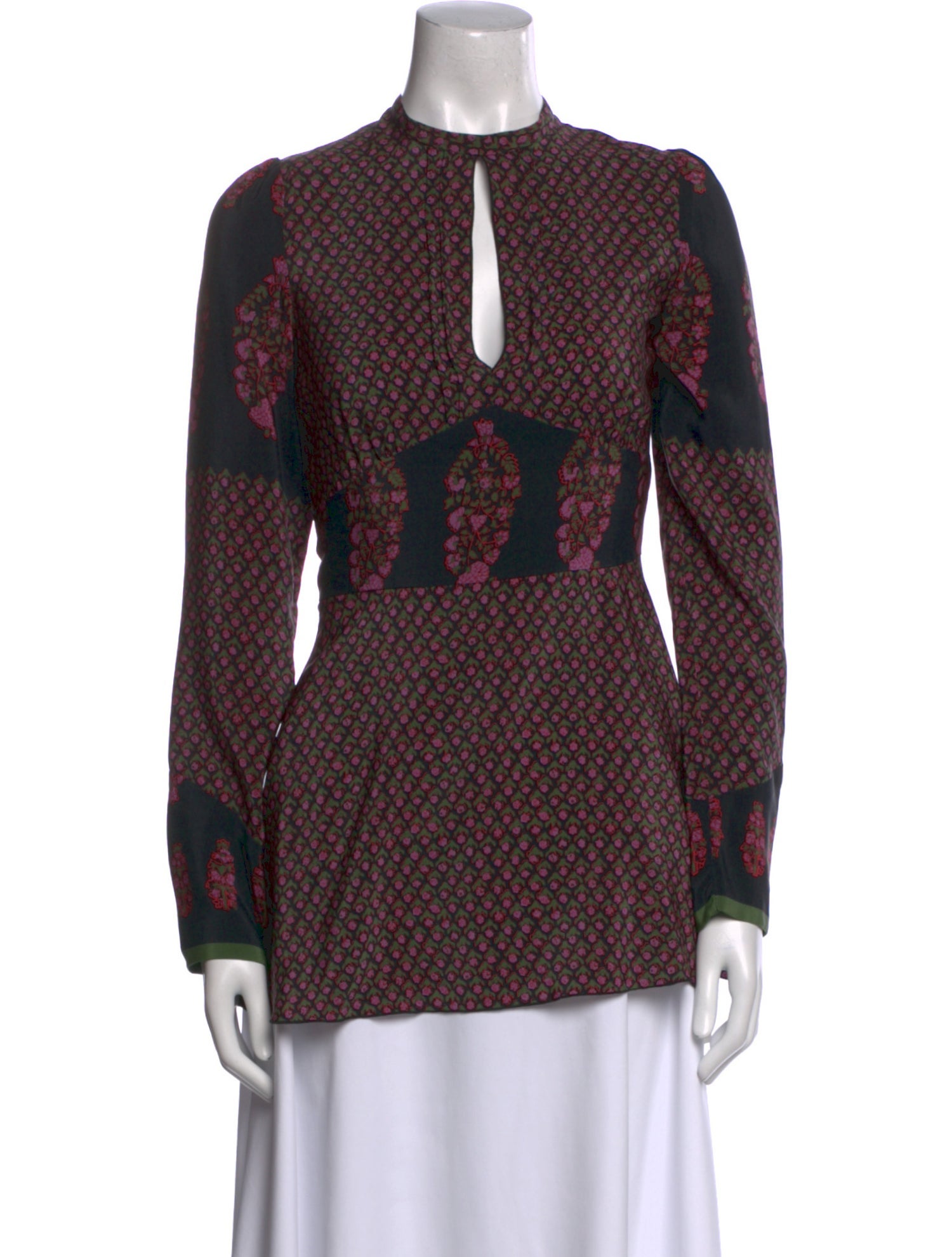 Anna Sui Printed Mock Neck Blouse
