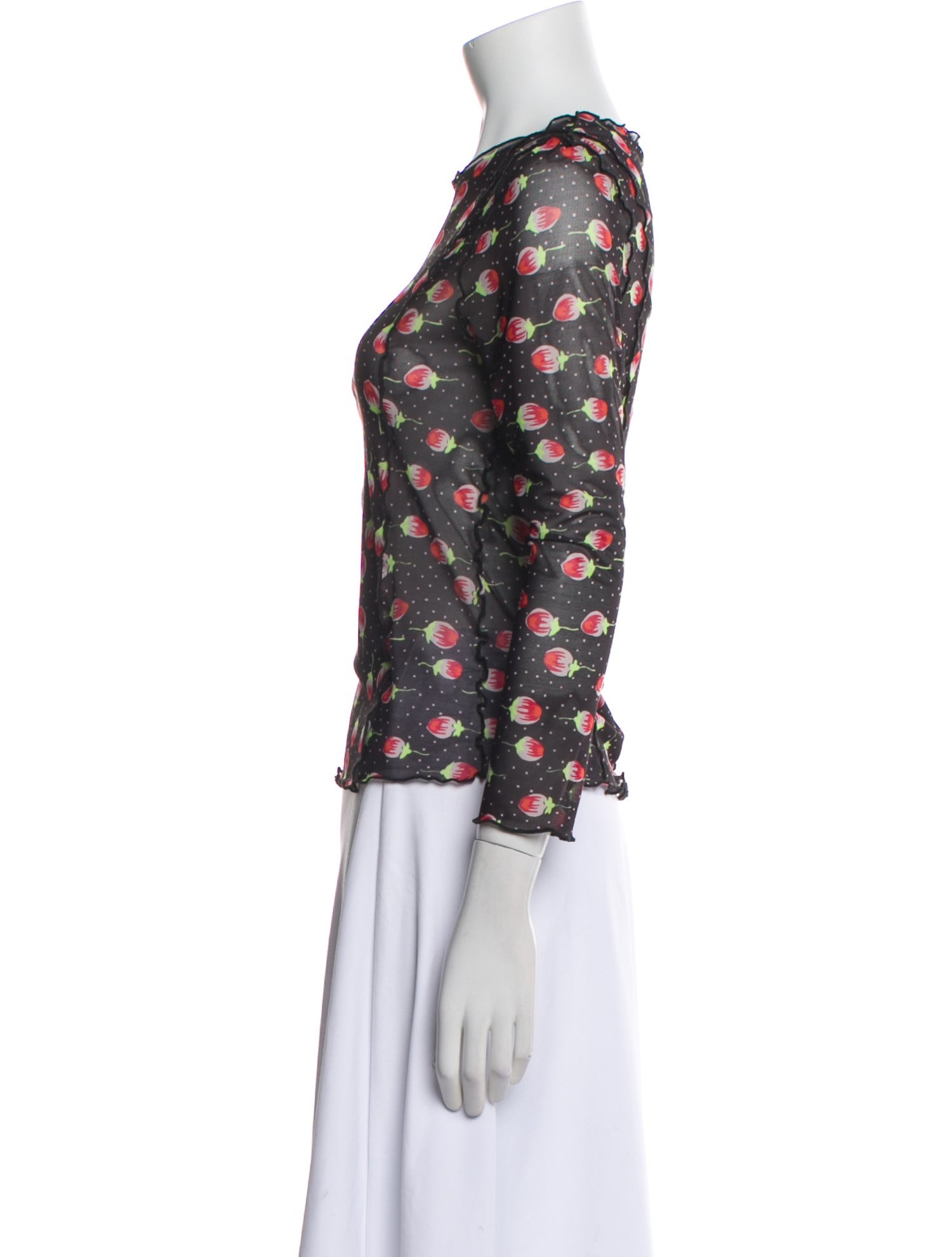 Anna Sui Floral Print Bateau Neckline Crop Top