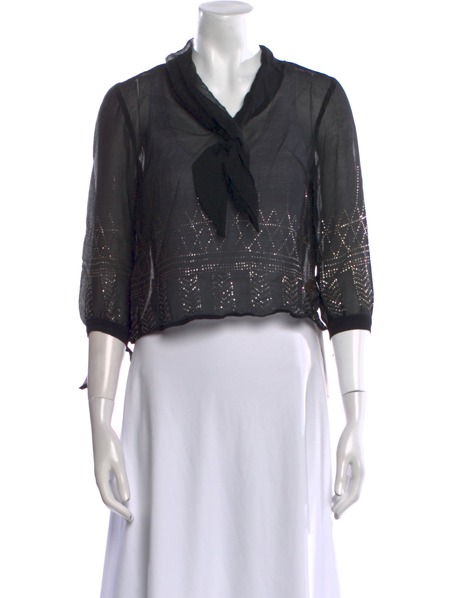 Anna Sui Silk V-Neck Crop Top