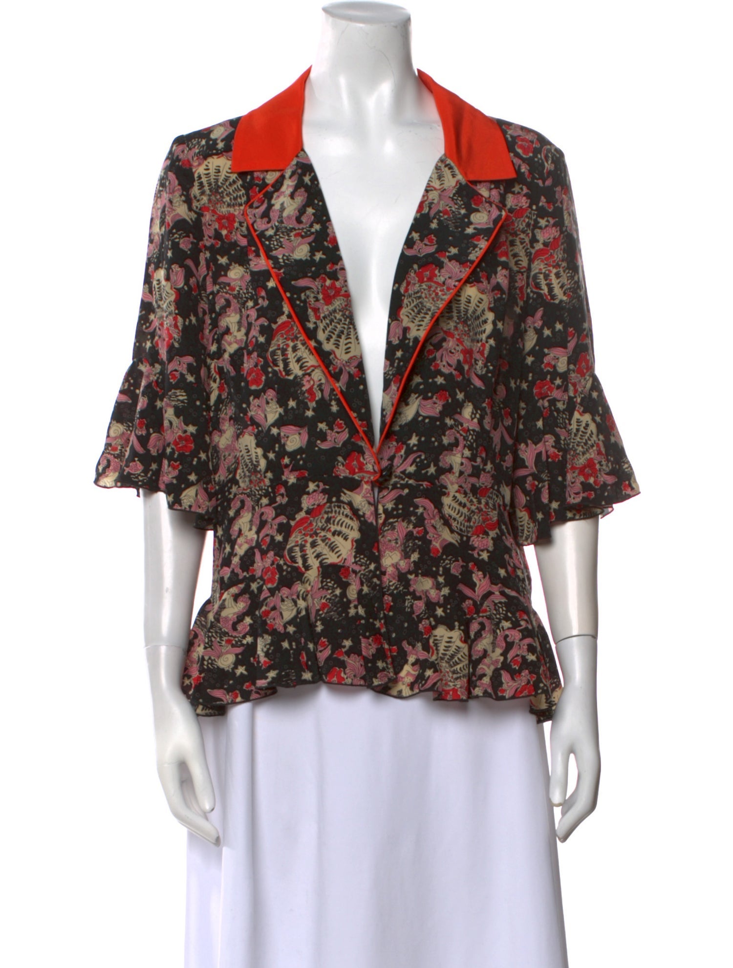 Anna Sui Silk Floral Print Blouse