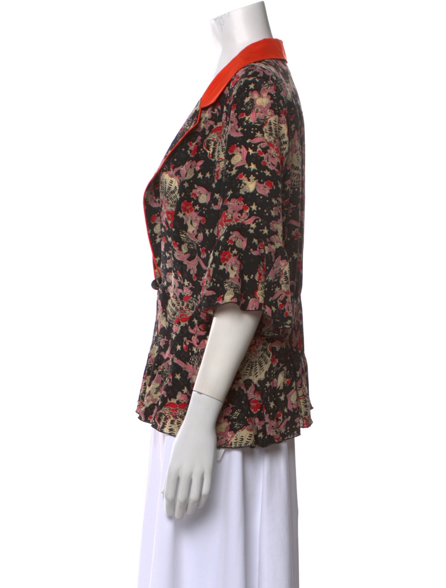 Anna Sui Silk Floral Print Blouse