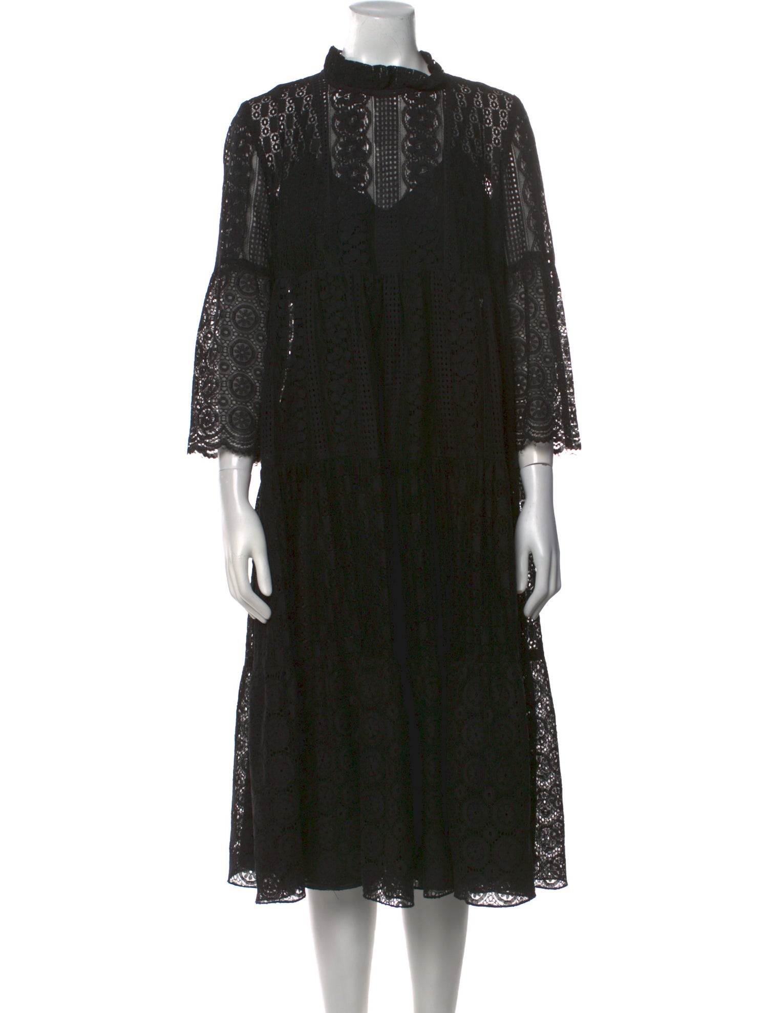 Anna Sui Mock Neck Midi Length Dress