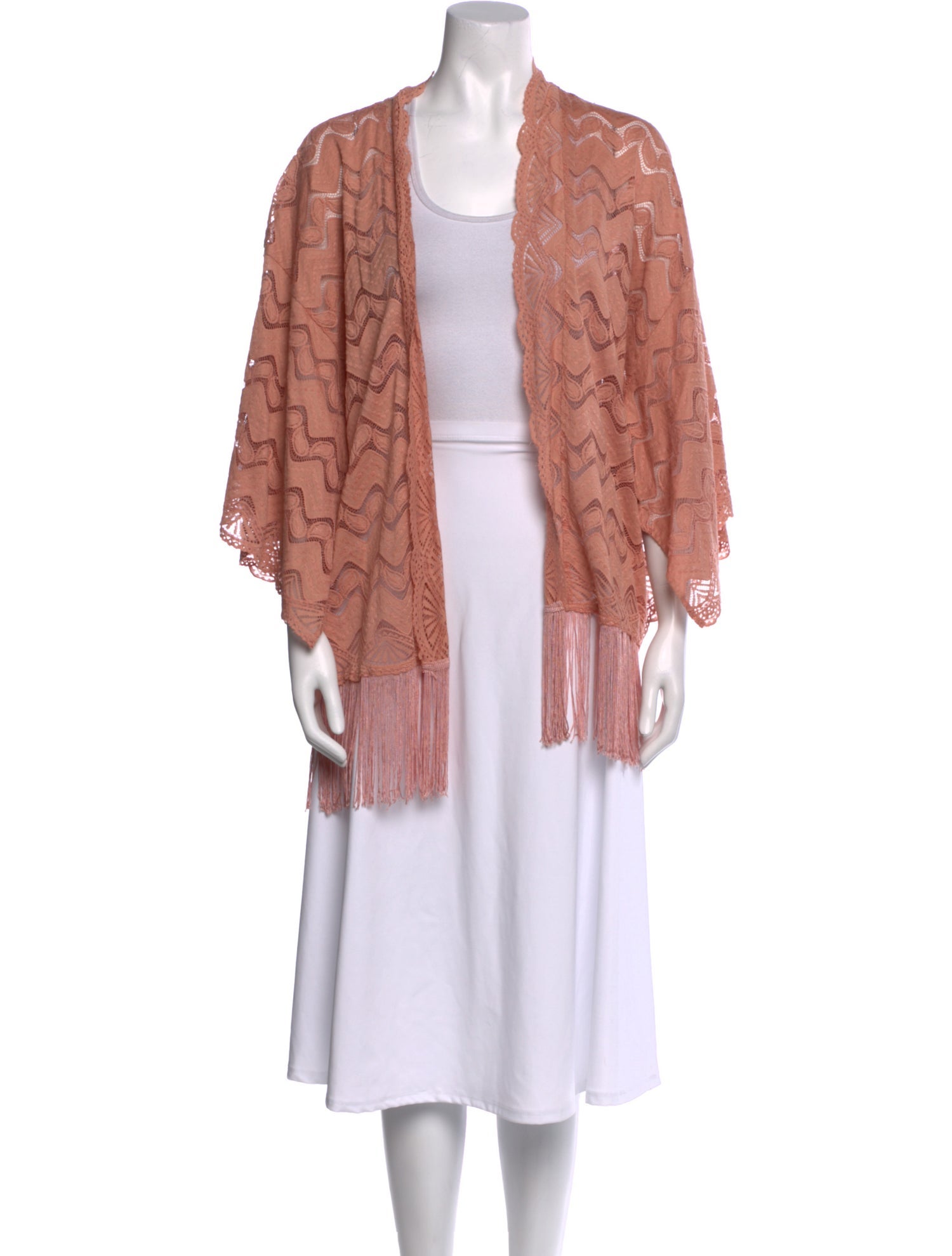 Anna Sui Lace Pattern Open Front Sweater