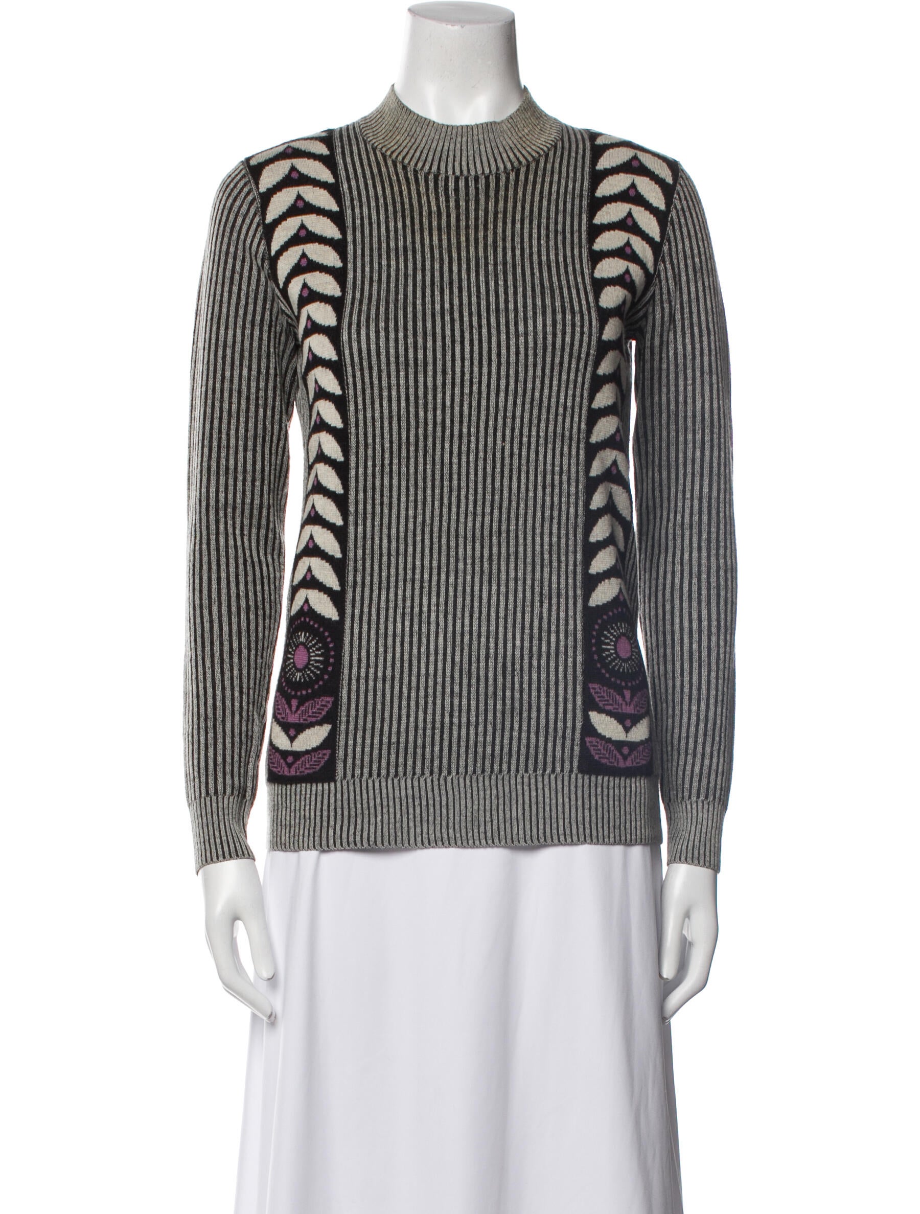Anna Sui Striped Crew Neck Sweater