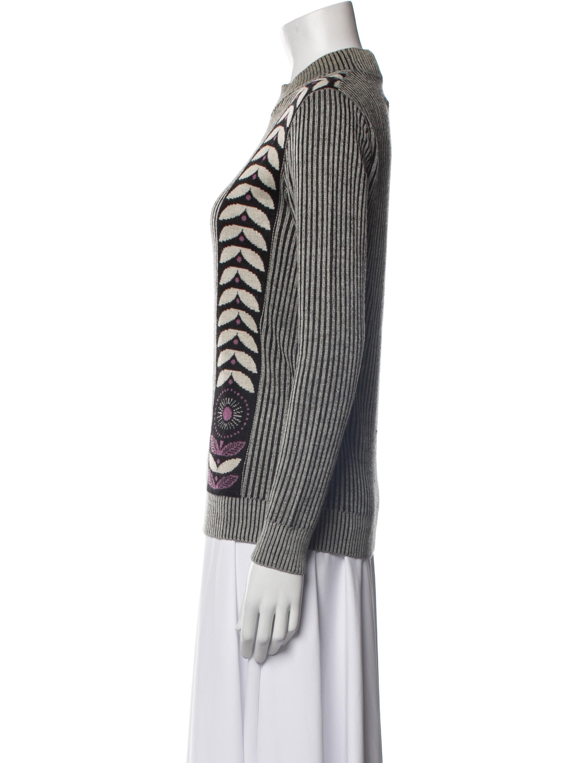 Anna Sui Striped Crew Neck Sweater