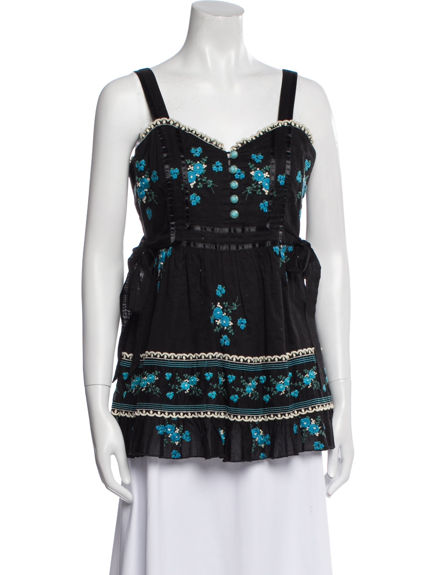 Anna Sui Printed Square Neckline Top